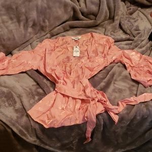 Express silk wrap floral top